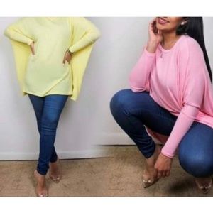 Pink Batwing Lightweight Sweater